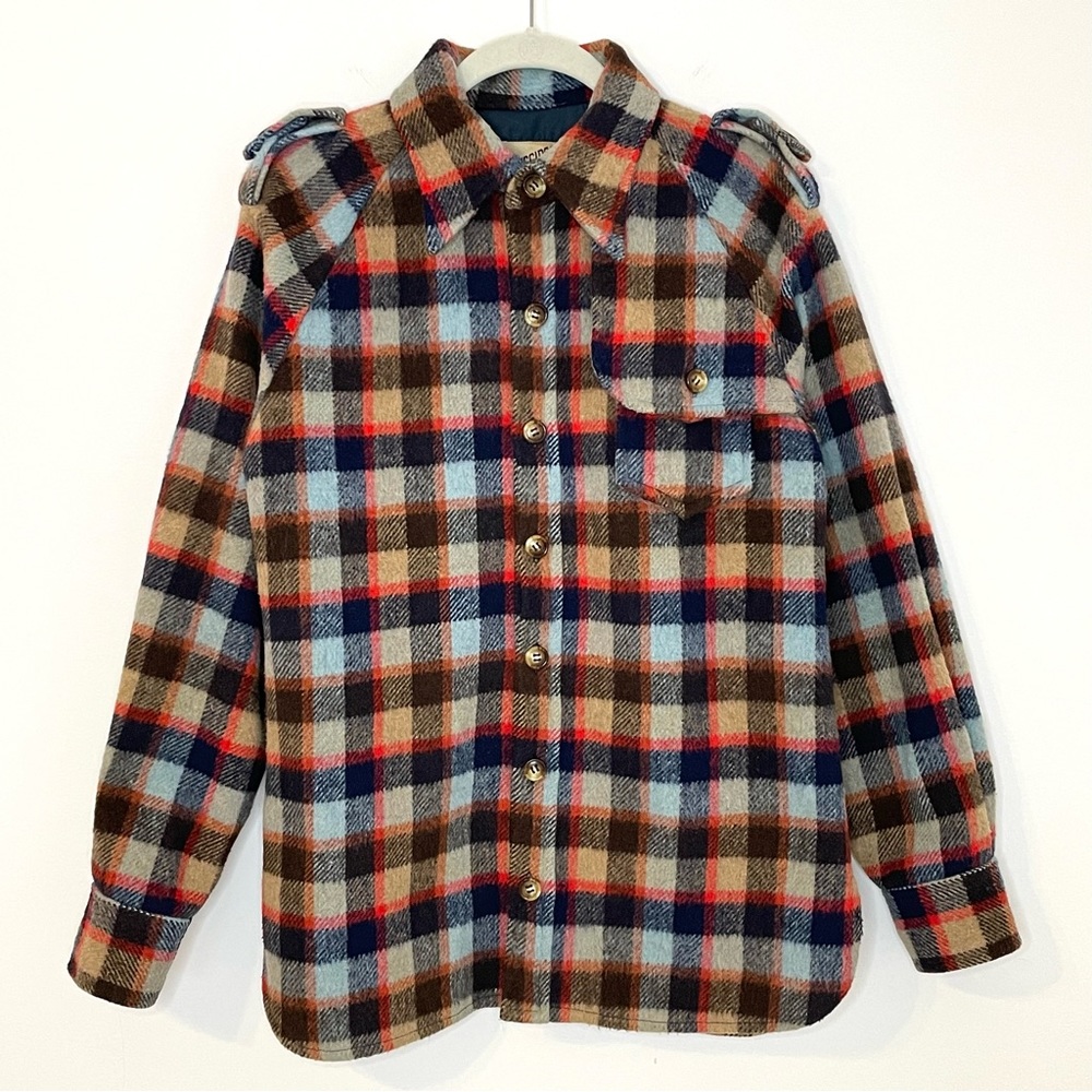 J. Riggings Wool Jacket Plaid Vintage Coat Shoulder Straps Retro Men’s Medium